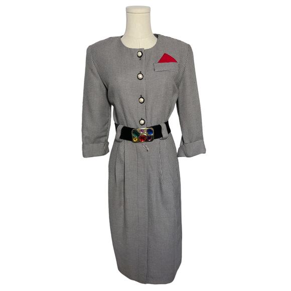 Womens 70's 80's Gingham Vintage Pinup Dress midi | MEDIUM - Picture 1 of 5
